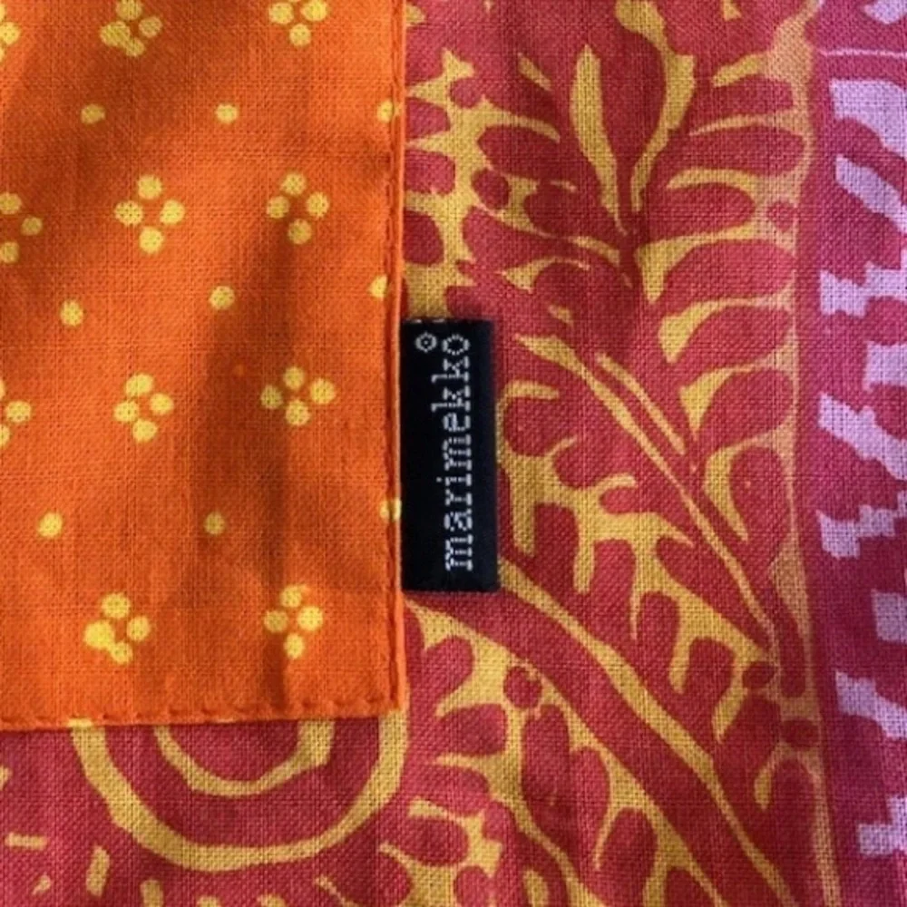 Marimekko Anthropologie Waist Apron Retro 50s 60s Red Orange Pink Pocket Kitchen